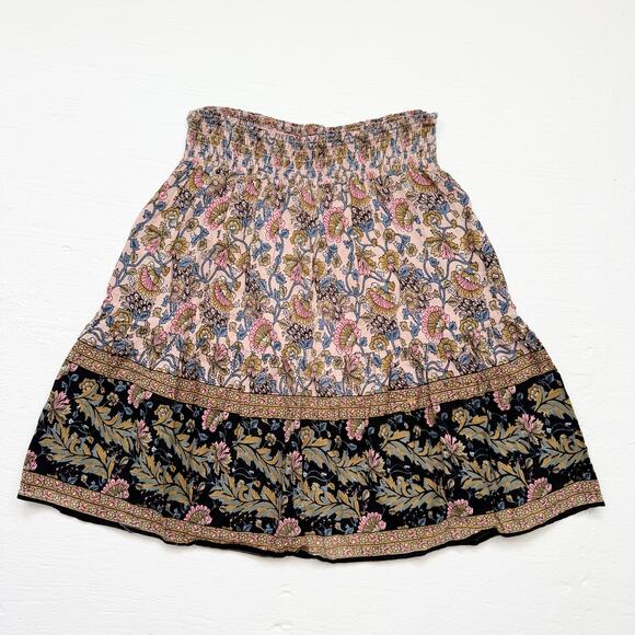Boho Floral Print Skirt Knee Length Lightweight Flowy, Size Large - Picture 1 of 4